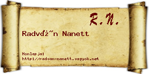 Radván Nanett névjegykártya